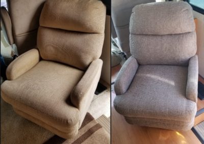 On the left, there's an old version of a chair. On the right, there's a new type of the same chair.