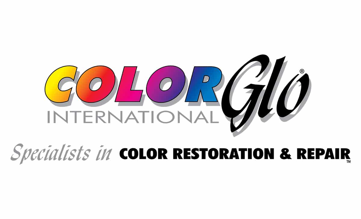 A logo with the following text: ColorGLO international; Specialists in color restoration & repair