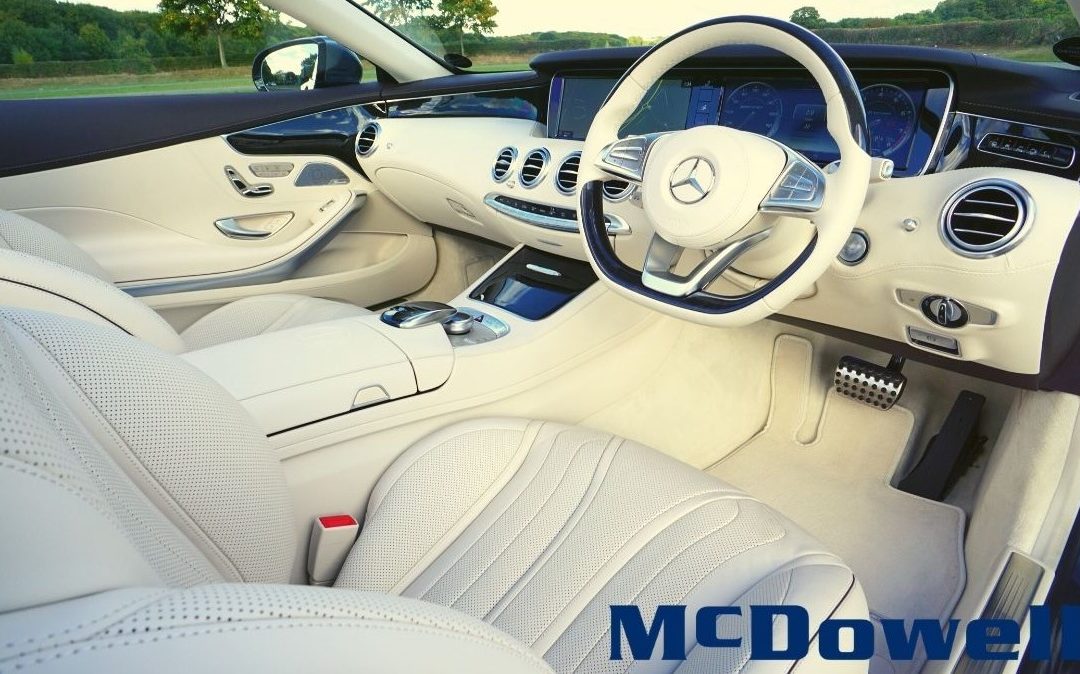White interior of Mercedes-Benz with leather seats