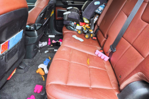 Messy car interior